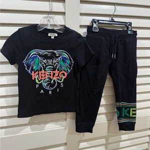 Kenzo Black T-Shirt and Joggers with Elephant Design